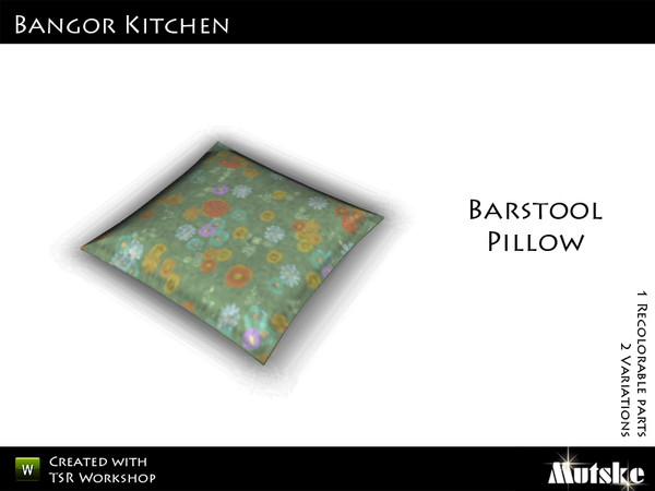 Sims 3 — Bangor Kitchen Barstool Pillow  by Mutske — 1 Recolorable parts. 2 Variations. Made by Mutske@TSR. TSRAA.