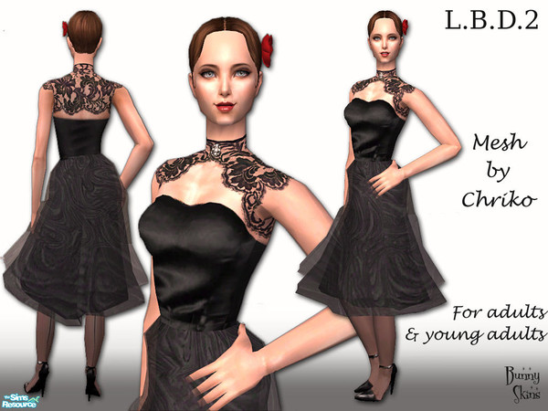 Sims 2 — L. B. D. 2: Carmen by BunnyTSR — An elegant little black cocktail dress featuring strapless boned bodice with