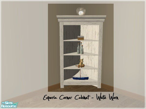 Sims 2 — Experia Corner Cabinet - Recolour White Worn by mky1374 — Mesh by Mutske