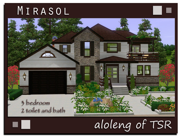 Sims 3 — Mirasol by aloleng — 3 bedroom, 2 toilet and bath, 1 car garage home with pool. Requires WA expansion pack. 