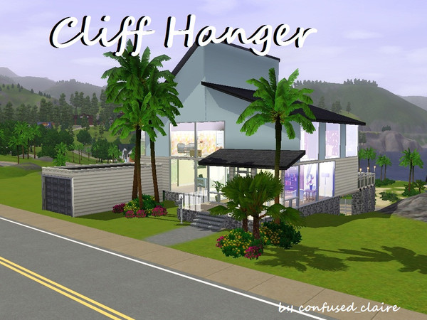 Sims 3 — Cliff Hanger-- CC Free by confused_claire — Cliff Hanger is a stunning modern home, hanger over one of Sunset