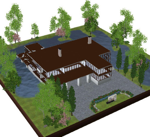 Sims 3 — Modern Lake House by PiratesBooty — This two-story modern house stands right at the edge of a peaceful lake,