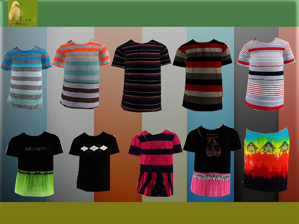 Sims 3 — punie kids group 9 by punie — 5 girl tops, 5 boy tops I hope you enjoy! 