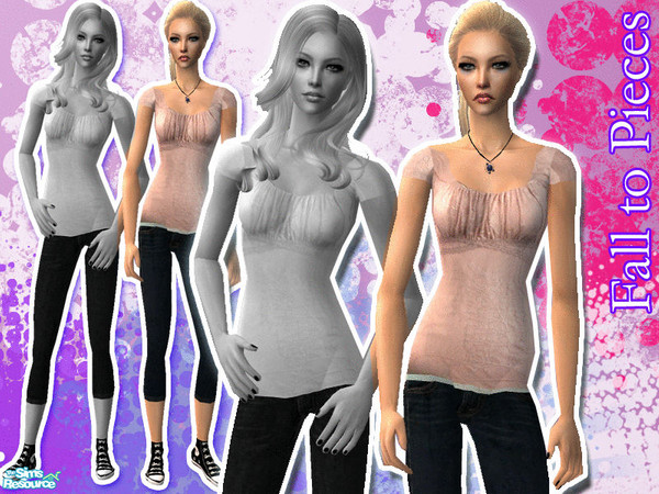 Sims 2 — Fall to Pieces - Pink by TSR Archive — A set of two cute outfits with short and all-star (Thanks for all-star