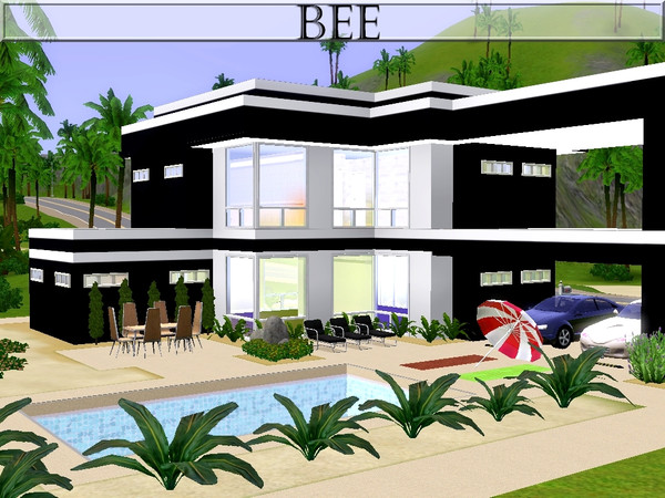 Sims 3 — Bee by lilliebou — Hi ! Here are some details about this modern black and white house: First floor: -Kitchen