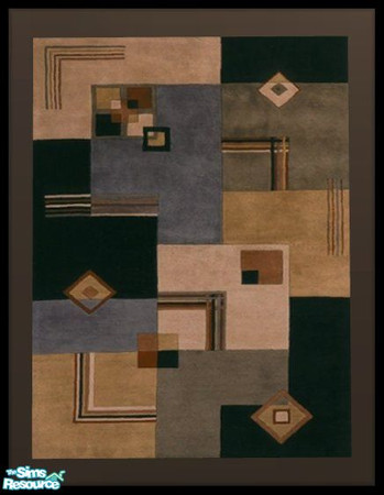 Sims 2 — NK Abstract Rugs - Black Blue Tan Square by MoMama — An abstract of black, blue and tan squares. Give your room