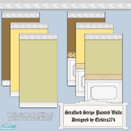 Sims 2 — Strafford Painted Wall Collection by elektra274 — A set of 10 painted walls designed to coordinate with my