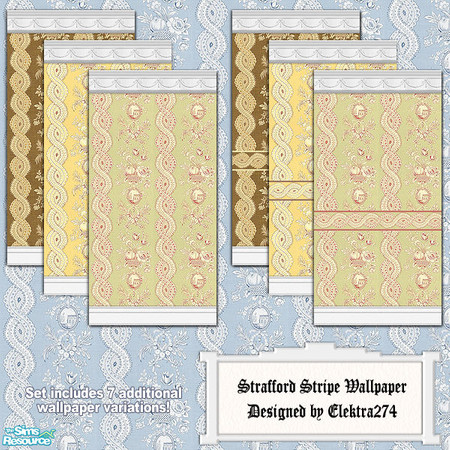 Sims 2 — Strafford Stripe Wallpaper by elektra274 — A set of 15 wallpapered walls designed to coordinate with my