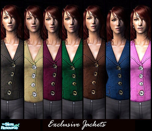 Sims 2 — Exclusive Jackets by Dreamwork — Set of jackets in seven different colors. Hope you like it!