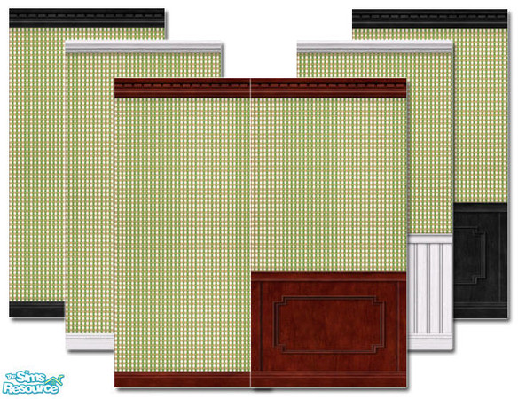 Sims 2 — Controle Vert  by Donnha — A lovely green check design with Maxi Mouldings.