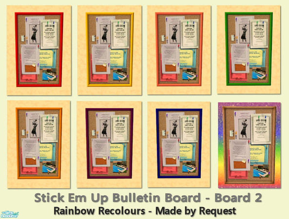Sims 2 — Stick Em Up Rainbow Set - Board 2 by Creative Sim — A fun collection of bright rainbow recolours of the 'Stick
