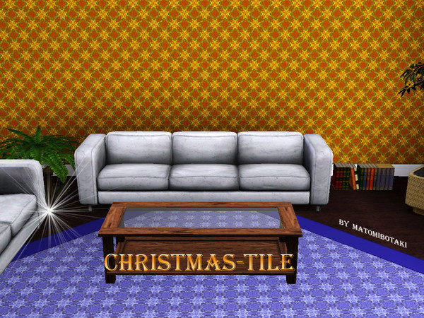 Sims 3 — ChristmasTile by matomibotaki — Pattern in green, red and yellow, 3 channel, to find under Theme.
