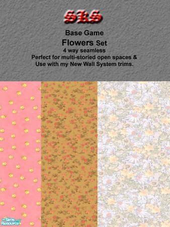 Sims 2 — BG Floral set by 71robert13 — These 3 floral patterns were taken from Base Game, now made 4 way seamless.
