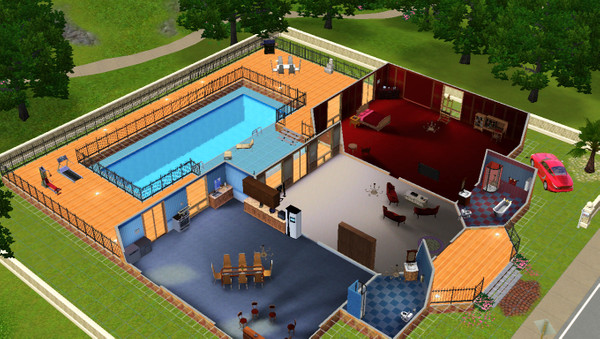 Sims 3 — Sweet Escape by sami-101 — A simple home for a single Sim. 1 Bedroom 2 Bathrooms 1 Kitchen 1 Dining Room 1