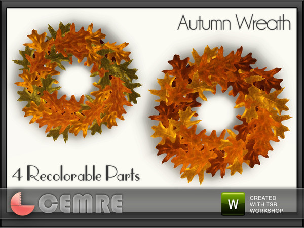 Sims 3 — Halloween Decorations - Autumn Wreath by cemre — Halloween Decorations - Autumn Wreath with 4 recolorable parts.