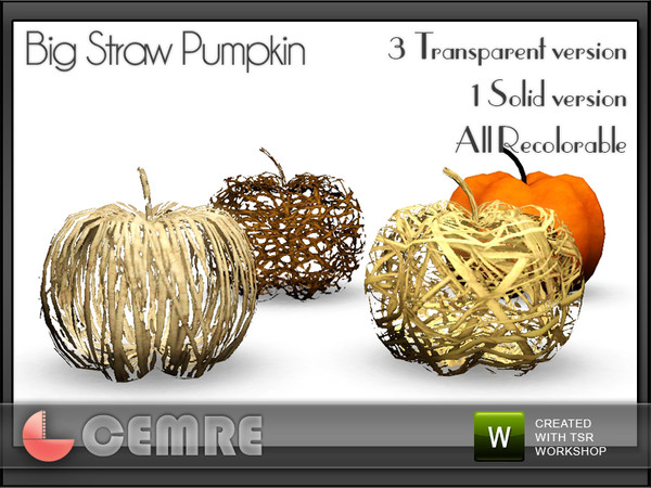 Sims 3 — Halloween Decorations - Big Straw Pumpkin  by cemre — Halloween Decorations - Big Straw Pumpkin by Cemre for