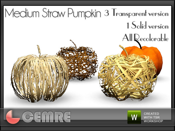 Sims 3 — Halloween Decorations - Medium Straw Pumpkin  by cemre — Halloween Decorations - Medium Straw Pumpkin by Cemre