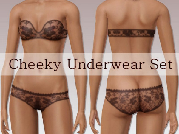 Sims 3 — Cheeky Underwear Set by ziggy28 — Cheeky Underwear set in 3 colours purple, red and black. Shown here in black