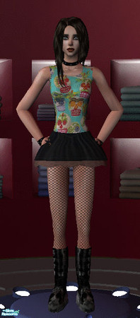 Sims 2 — Sugar skull dress by simzrulez — Not necessarily just for the goths or punks, anyone can wear it.