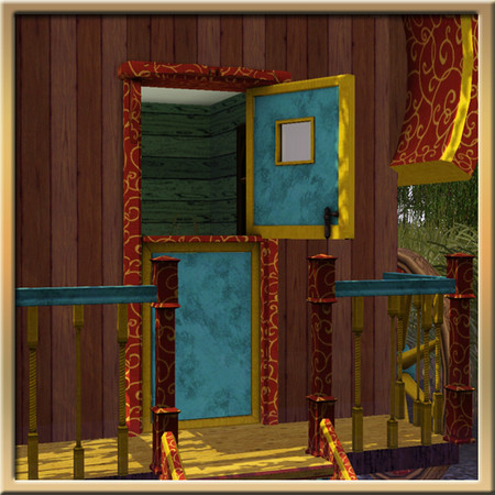Sims 3 — Nomadic Door (open) by Cyclonesue — Ornate door for the nomad Caravan set. By Cyclonesue for TSR