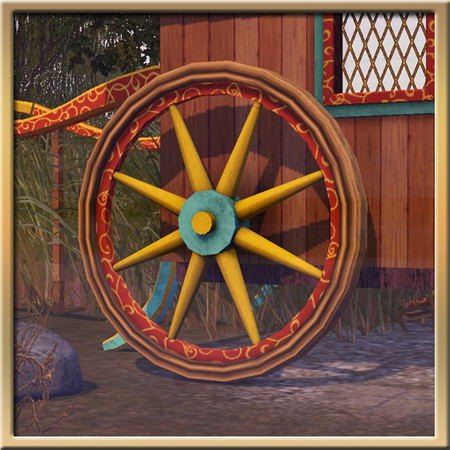 Sims 3 — Cart Wheel (large) by Cyclonesue — Large cart wheel in colours to match the nomad caravan roof pieces. By
