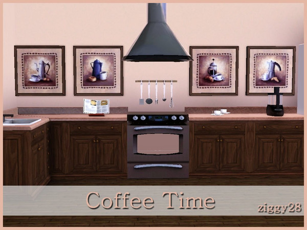 Sims 3 — Coffee Time by ziggy28 — A set of 4 coffee pot paintings by the artist Barbara Felisky. Recoloured frame still