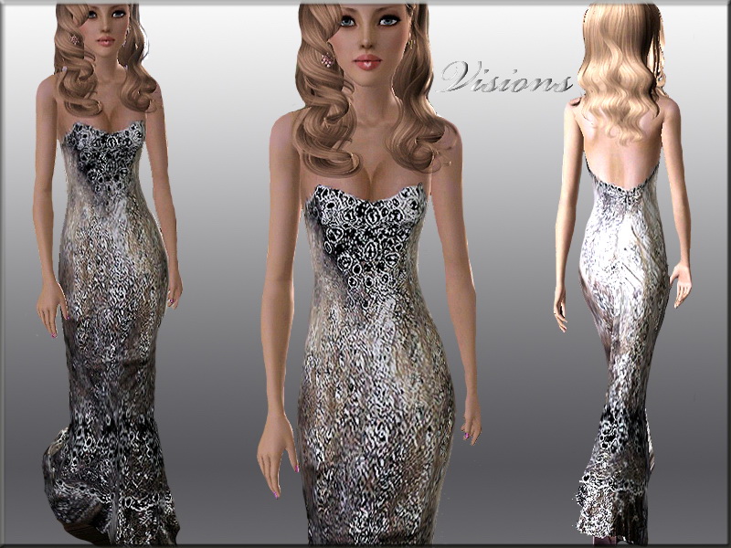 The Sims Resource - Silver Mandalay Evening Gown by Visions