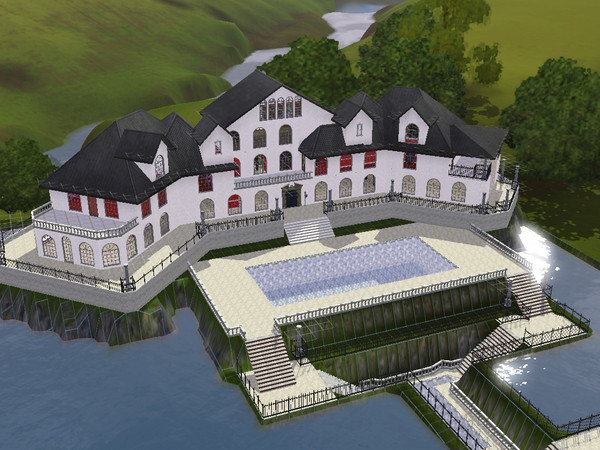 Sims 3 — Crystal white Villa by Valche — walkway through the pond to ur fablous mansion. ground floor kitchen dinning