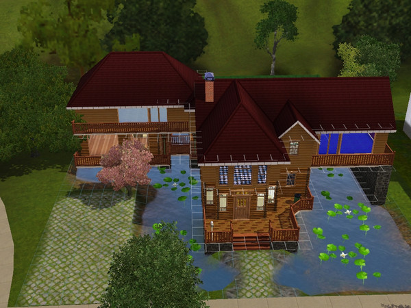 Sims 3 — Lilli pond 3br 3ba by Valche — this 2 stroie famlie home is situated above a hudge pond that makes most of the