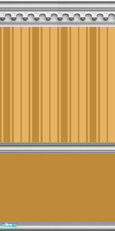 Sims 2 — NK Split Walls - Gold by MoMama — A wall with Gold bottom, Gold Oxford stripe top and gothic arch crown molding