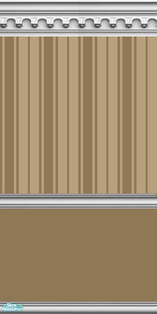 Sims 2 — NK Split Walls - Brown by MoMama — A wall with Brown bottom, Brown Oxford stripe top and gothic arch crown