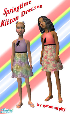 Sims 2 — Springtime Kitten Dress Set by gatomurphy — A flirty little halter dress for the young lady who loves pets. I