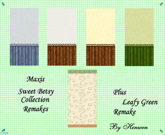 Sims 2 — Sweet Betsy Collection by Henwen — Remakes of Maxis Seasons. More color choices. Plus Maxis Leafy Green without