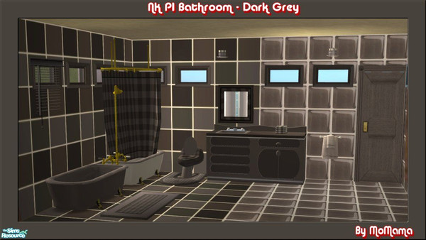 Sims 2 — NK PI Bathroom - Dark Grey by MoMama — A Dark Grey bathroom for getting up those hygiene bars. Great for