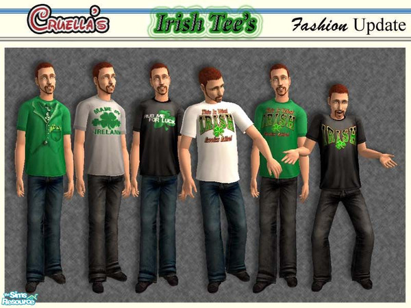 Sims 2 — am_IrishTees by Cruella — Mens whole outfits for everyday. For the Irish or Irish at heart. Happpy St. Patrick's