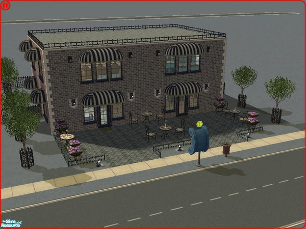 Sims 2 — Stratwich Cafe by daman19942 — Small European cafe for socialization. Work as barista, or enjoy the owners