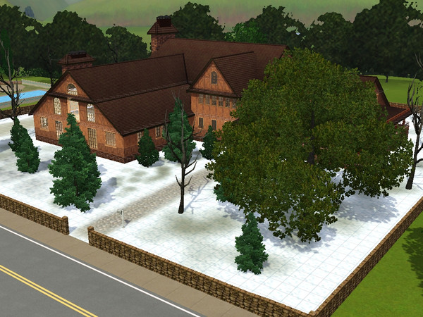 Sims 3 — Cozy Winter 5br by Valche — a large famlie cabin with 5br and 4ba the ground floor has 2 seprate living spaces.