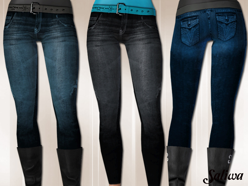 The Sims Resource - Elegant Belted Skinny Jeans