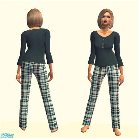 The Sims Resource - SD_fe_pj_03_Teal Check PJ