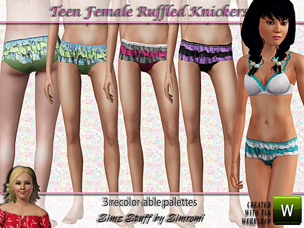 The Sims Resource - Ruffled Knickers for teen Females