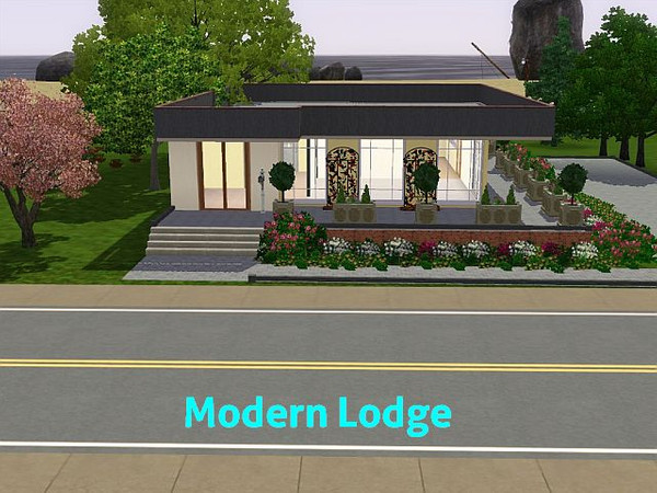 Sims 3 — Modern Lodge by DO5NBR — Luxurious home with entrance, livingroom, kitchen with dining area, one bedroom and a