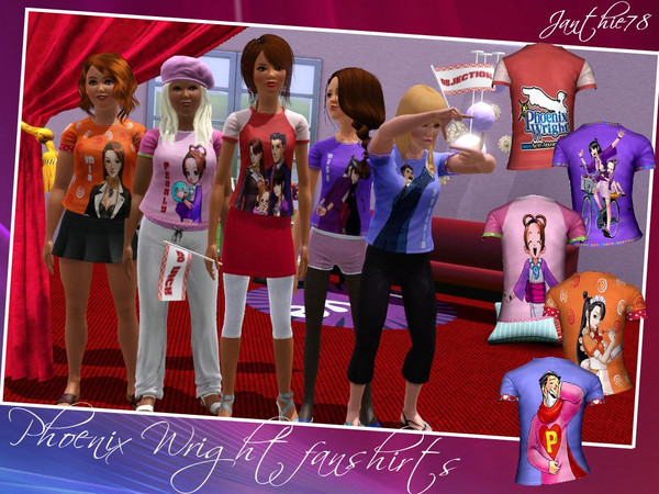 Sims 3 — Phoenix Wright fanshirts set by Janthie78 — Well I'm a fan of Phoenix Wright so my Sims like to wear these