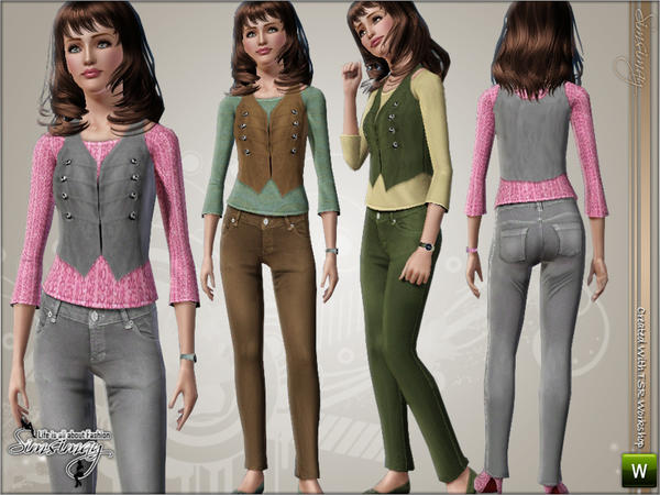 Sims 3 —  by Simsimay — Pale, Basic Casual Clothing Set. With extra pattern. Available for Adults/Y.Adults. 