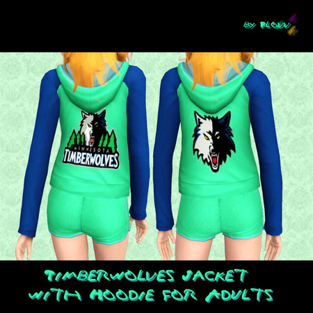 Sims 3 — Timberwolves Jacket with Hoodie for Adults by Flovv — Timberwolves Jacket with Hoodie for Adult Womens with two