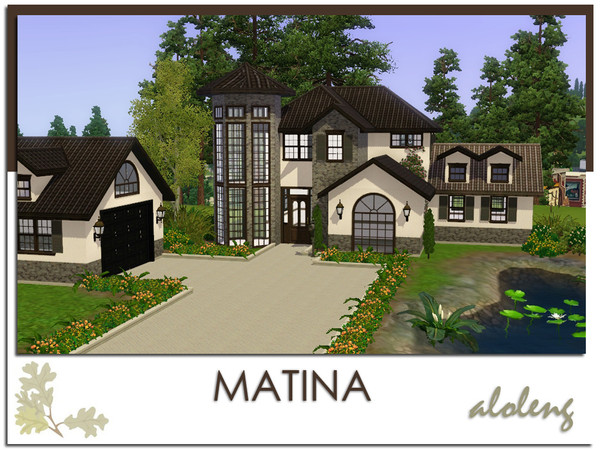 Sims 3 — Matina by aloleng — 2 bedrooms, 1 toilet and bath home with a separate garage and pond. Built with World