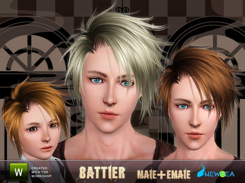 The Sims Resource - Newsea Battler Male+Female Hairstyle