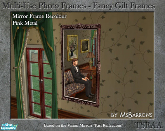 Sims 2 — MU Frames Exp 9 - Recolour Pink by MsBarrows — A pink metal recolour of the Vision Mirrors \"Past