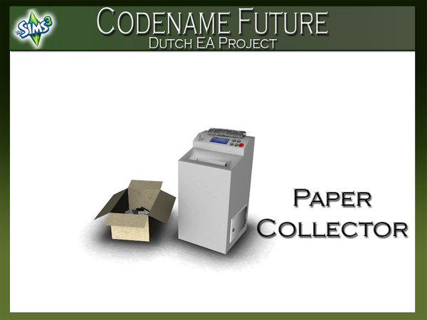 Sims 3 — Paper Collector by Mutske — Separate paper of other waste with this shredder. The paper is recycled into new