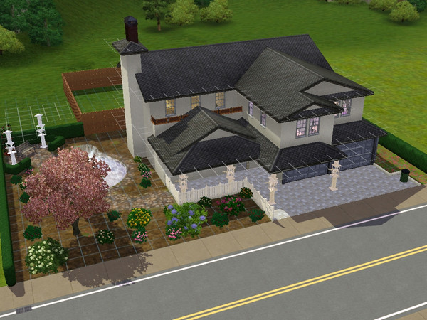 Sims 3 — White stone by Valche — Large 2br home fully furnished with a double garage but back garden isnt completely