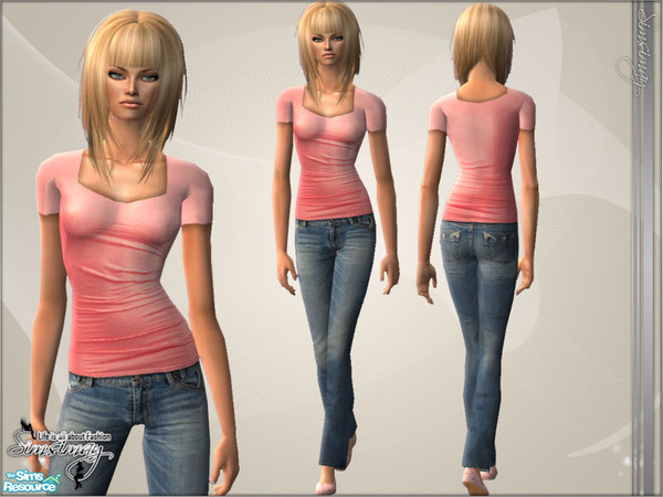 Sims 2 — Simsimay - Stylish Outfit Set - Cotton Candy by Simsimay — Top with jeans
